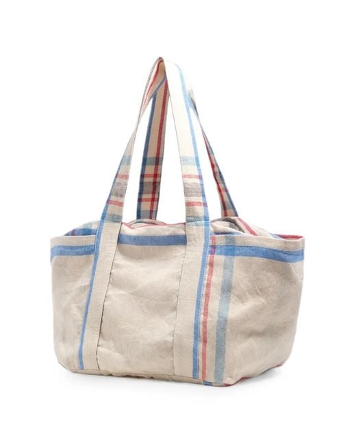 Bimba Y Lola White Maxi Check-Pattern Tote Bag