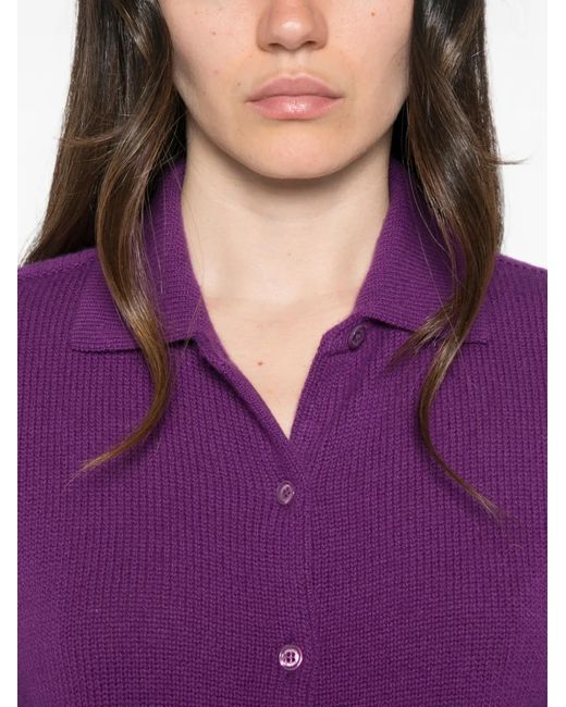 Bompard Purple Polo-Collar Cardigan