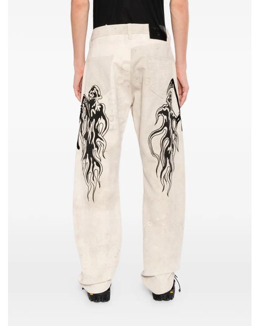 Warren Lotas White Graphic-Print Jeans for men