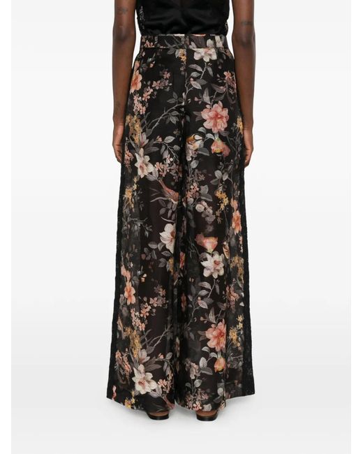 Zimmermann White Carousel Floral-Print Wide-Leg Trousers