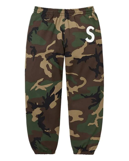 Supreme Green Logo-Print Camouflage Track Pants for men