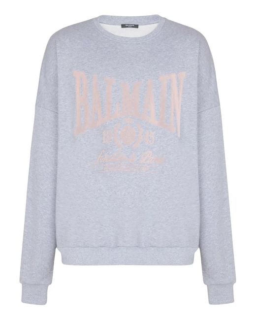 Balmain Blue Printed Cotton Sweater for men