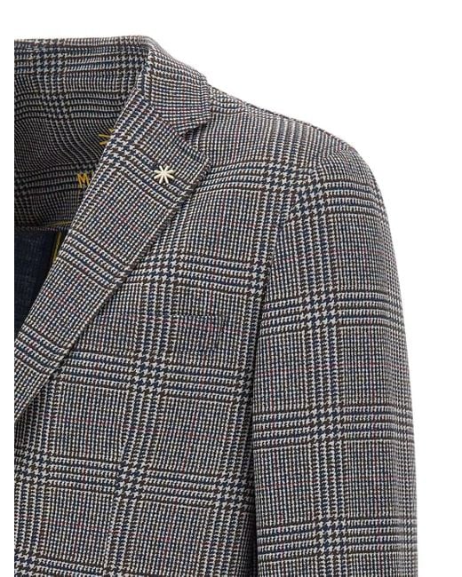 Manuel Ritz Gray Houndstooth-Pattern Blazer for men