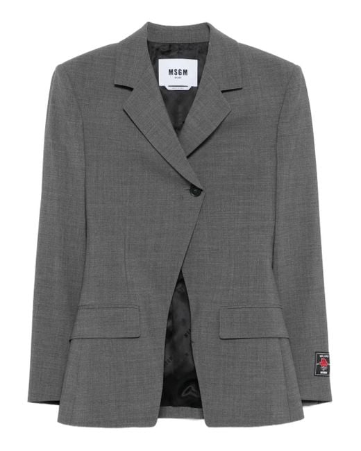 MSGM Gray Single-Breasted Blazer