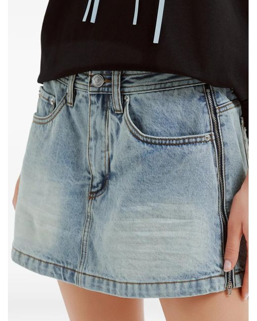 Mini Cream Mini-Rok Met Sterpatch En Rits in het Blue