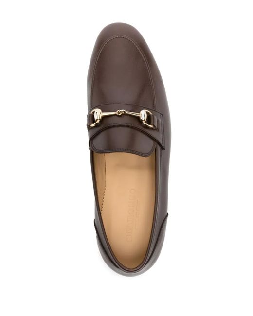 Scarosso Brown Horsebit-Detail Leather Loafers for men