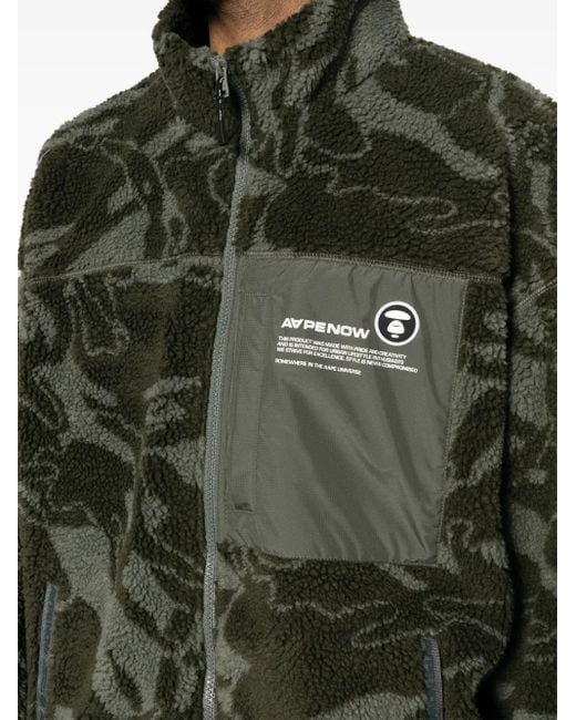 Aape By A Bathing Ape Green Camouflage-Print Fleece Jacket for men