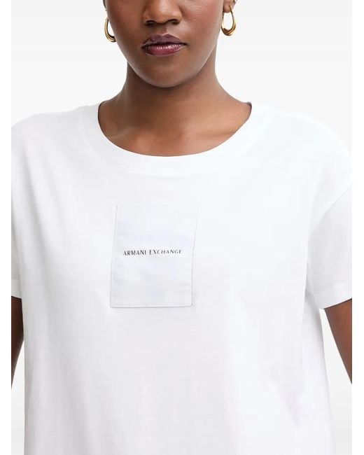 ARMANI EXCHANGE White Logo-Patch T-Shirt