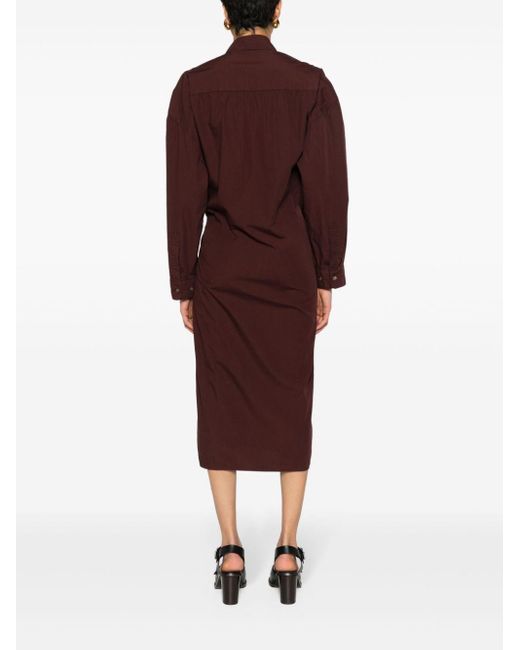 Lemaire Red Twisted Cotton Midi Dress