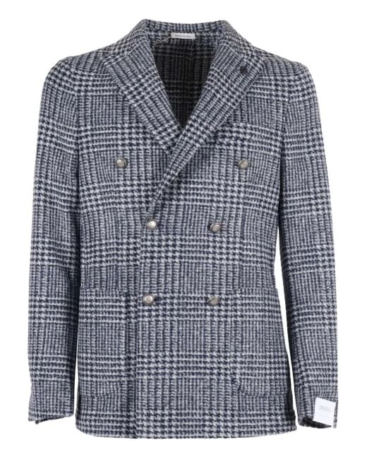Brera Orologi Blue Double-Breasted Check Jacket for men