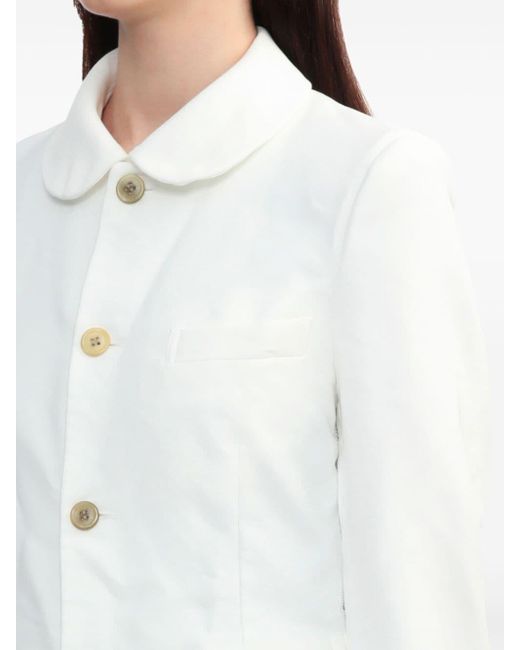 COMME DES GARÇON BLACK White Rounded-collar Single-breasted Jacket