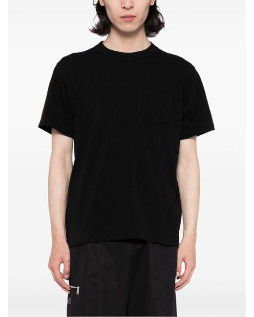 Sacai Black Slogan-print Cotton T-shirt