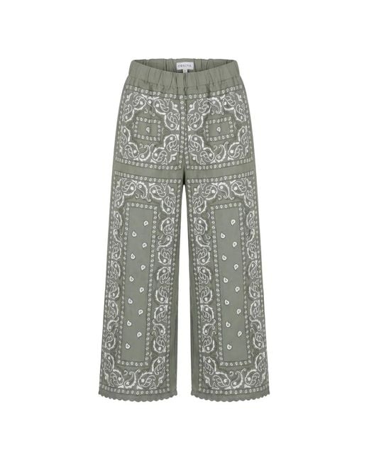ORSINA Gray Paisley-Embroidered Trousers
