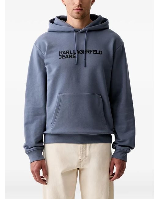 Karl Lagerfeld Blue Logo-Print Hoodie for men