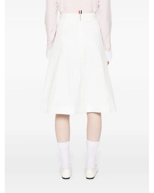 Thom Browne White A-Line Cotton Midi Skirt
