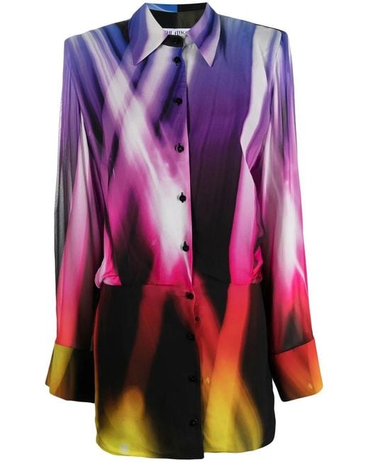 The Attico Pink Purple Margot Printed Mini Dress - Women's - Polyester/viscose