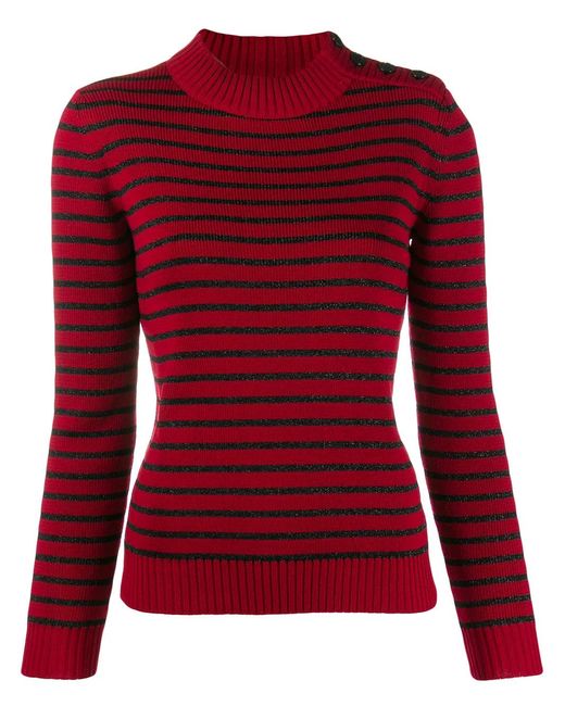 Saint Laurent Red Striped Knitted Jumper