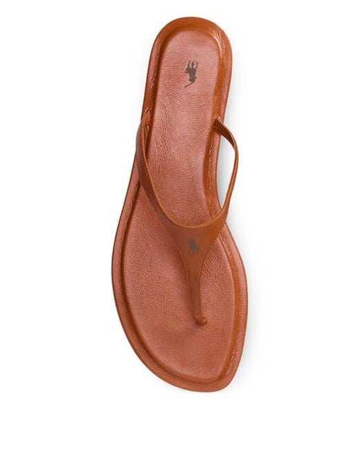 Polo Ralph Lauren Brown Logo-Debossed Thong Sandals