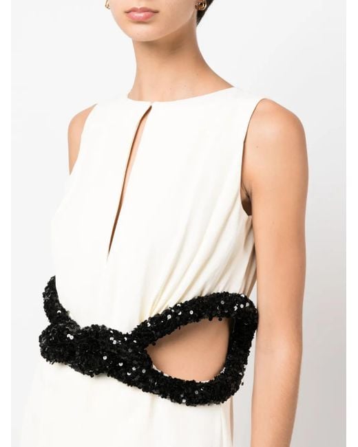Jil Sander Natural Sequin-Embellished A-Line Gown