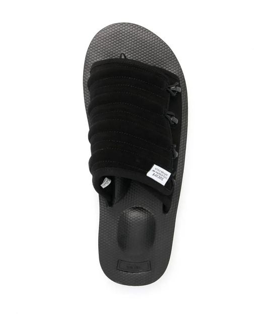 Suicoke Black Logo Open-Toe Slides
