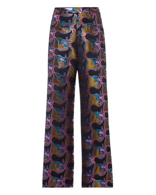 LaDoubleJ Blue La Comasca Patterned-Jacquard Trousers