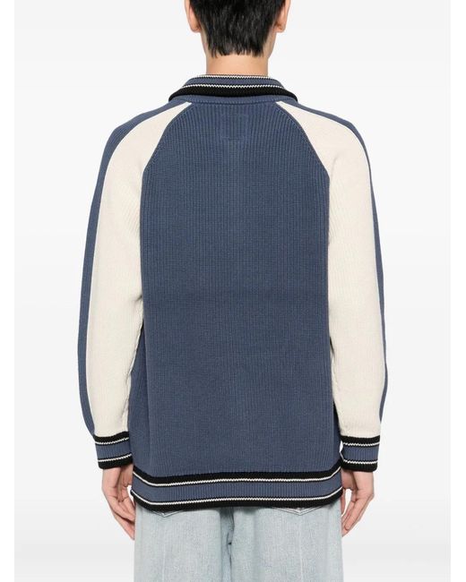 SPORT b. by agnès b. Blue Logo-Embroidered Cardigan for men