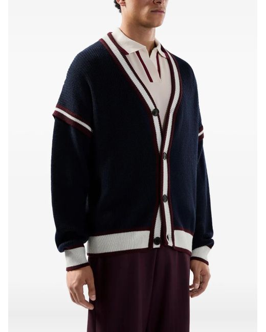 Gcds Blue Cardigan With Striped Detail for men