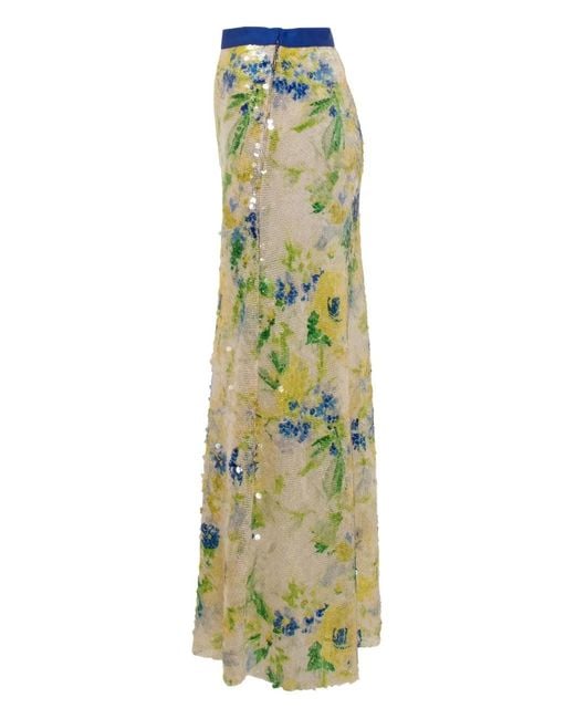 MSGM Green Sequinned Maxi Skirt