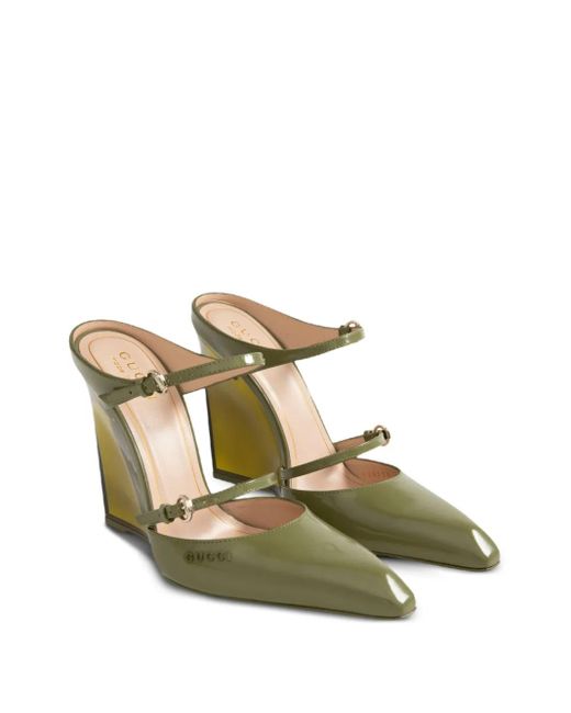 Gucci Green 110Mm Wedge-Heel Pumps