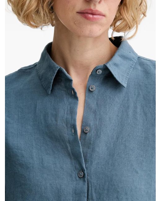 Marc O' Polo Blue Short-Sleeve Linen Shirt