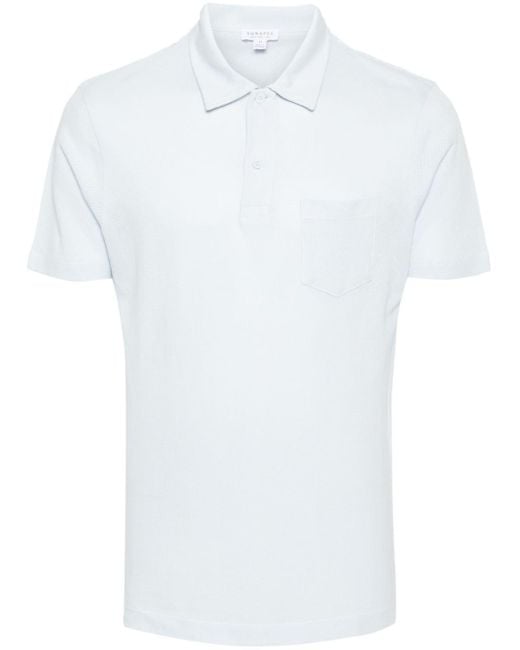 Sunspel Riviera Poloshirt Met Mesh in het White voor heren