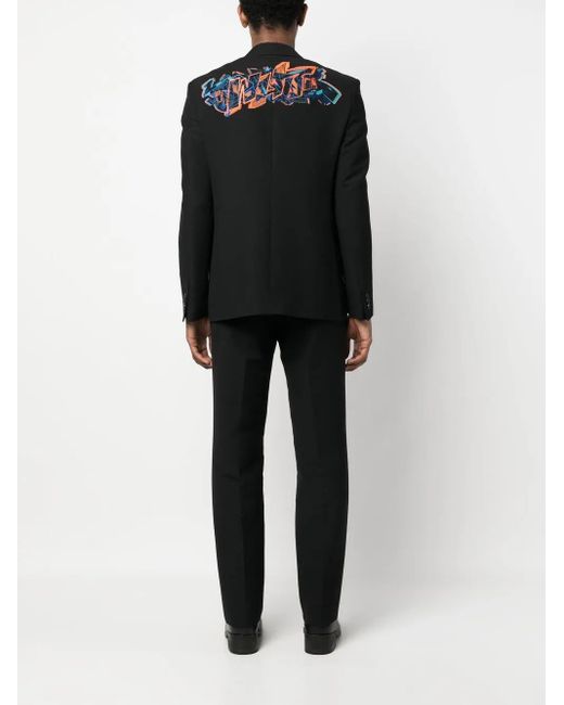 Off-White c/o Virgil Abloh Black Graffiti Logo Blazer With Faux Tie for men