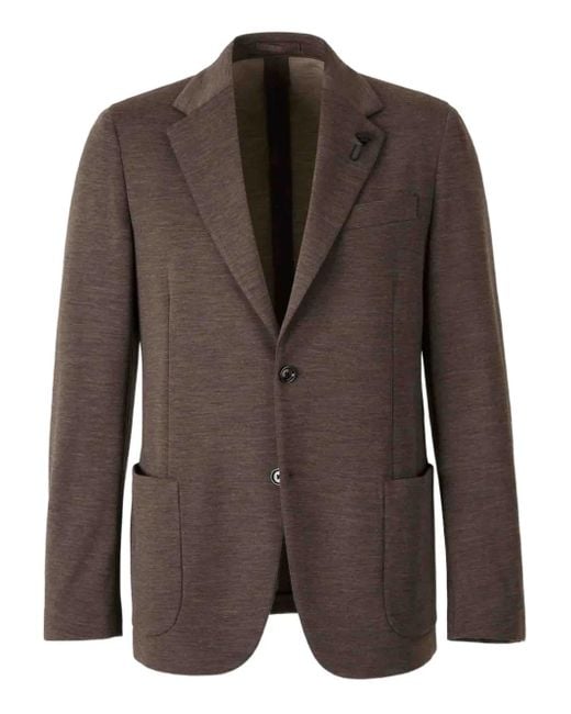Lardini Brown Single-Breasted Wool Blazer for men