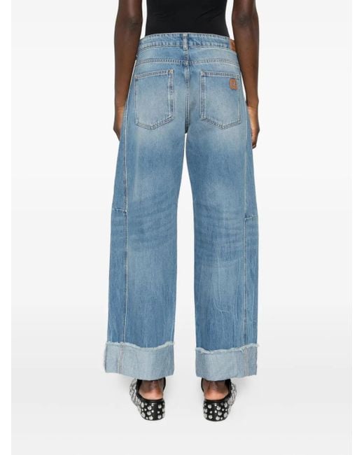 Le Temps Des Cerises Cuffed Straight-leg Jeans Blue