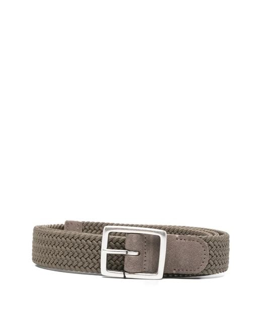 Dell'Oglio Gray Buckle Woven Belt for men