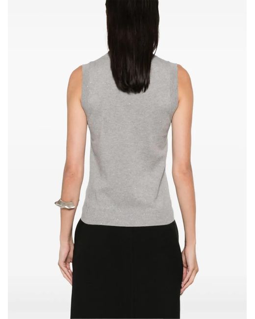 Peserico Gray Metallic-Threading Top