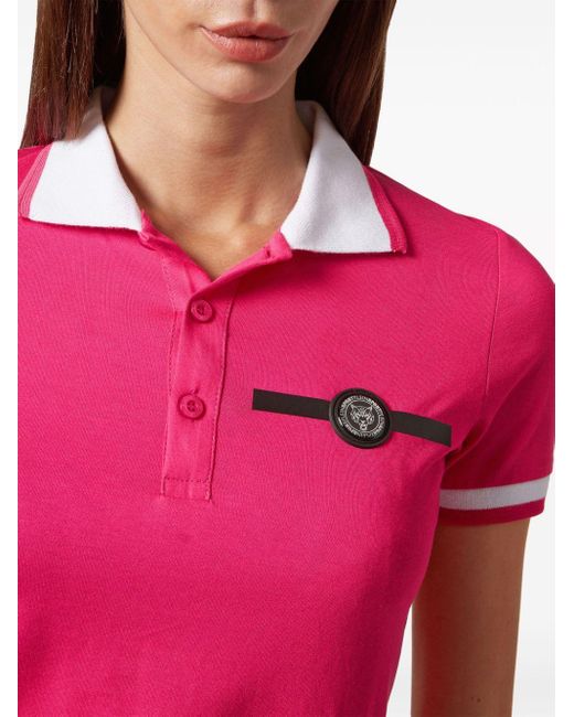 Philipp Plein Pink Logo-appliqué Cotton Polo Shirt