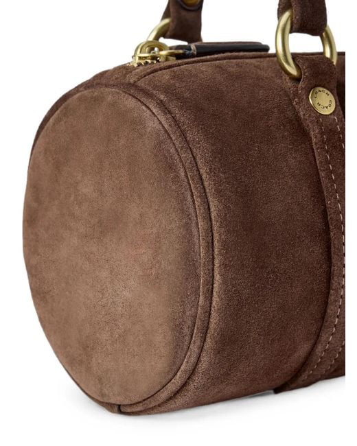 COACH Brown Kisslock 28 Barrel-Shaped Clasp-Fastening Shoulder Bag