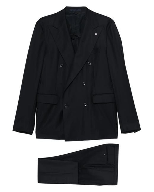 Tagliatore Black Double-Breasted Suit for men