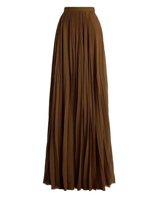 Gonna Lunga Plissettata di Ralph Lauren in Brown
