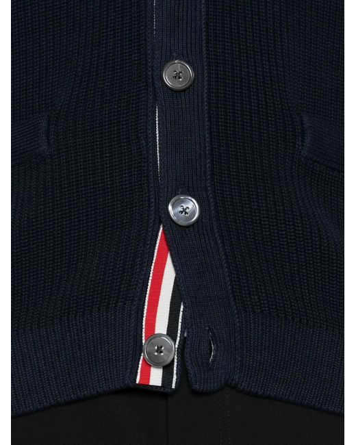 Thom Browne Blue 4-Bar Stripe Cardigan for men