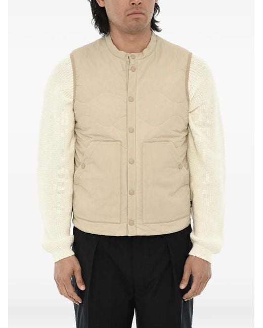 Woolrich Natural Quilted Sleeveless Gilet for men