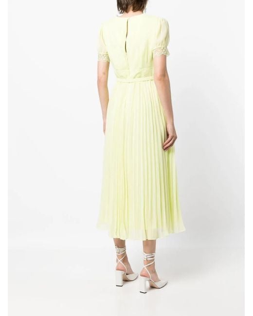 Self-Portrait Yellow Chiffon Midi Dress