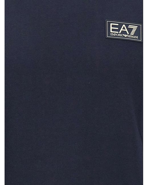 EA7 Blue Logo-Patch T-Shirt for men