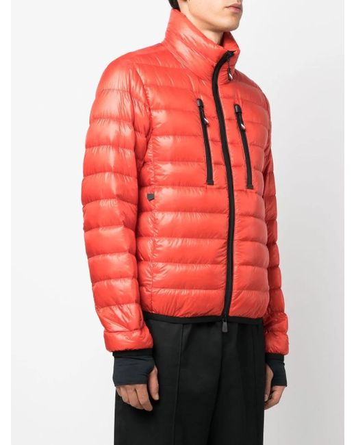 Moncler Red Logo-Patch Padded Jacket for men