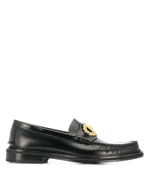 Versace Black Medusa Chain Leather Loafer for men