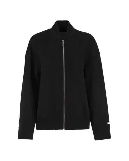 Sportmax Black Ribbed-Knit Virgin-Wool Bomber Jacket