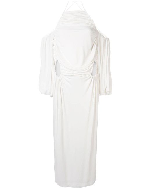 Dion Lee White Ruched Midi Dress