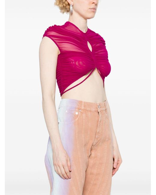 pink mesh crop top