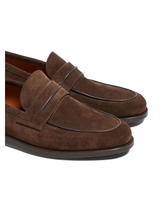 Zegna Brown Suede Penny Loafers for men